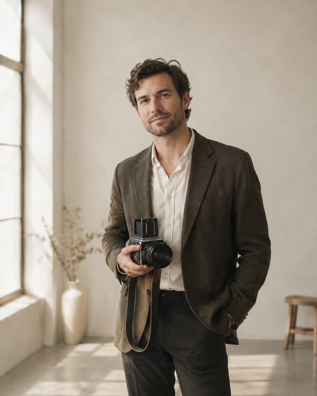 Cristian Rodelo holding a medium format camera